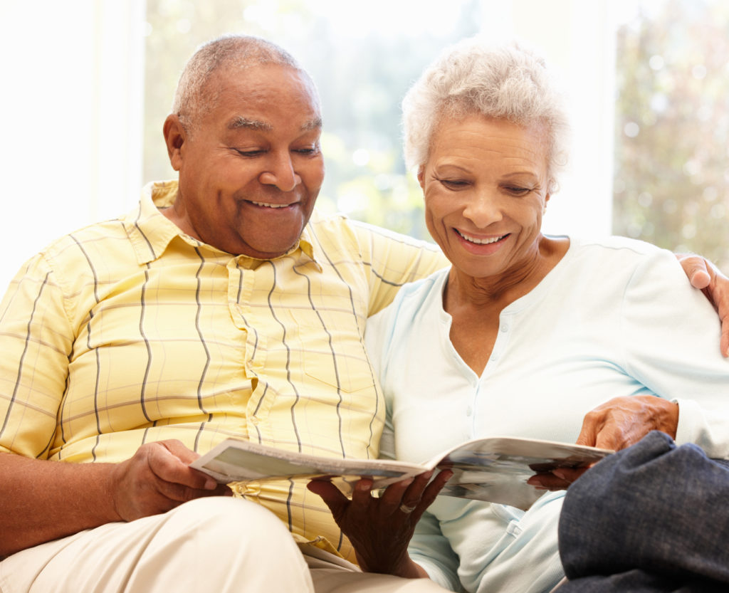 Couple reading information