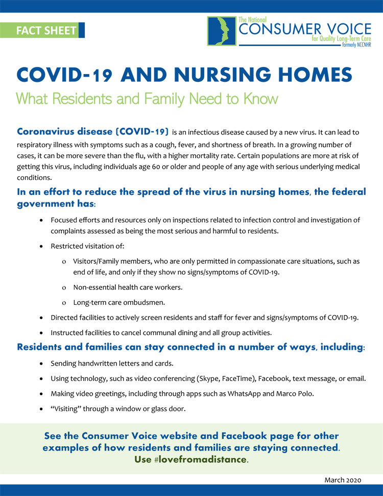 Covid-19 and Nursing Home face sheet